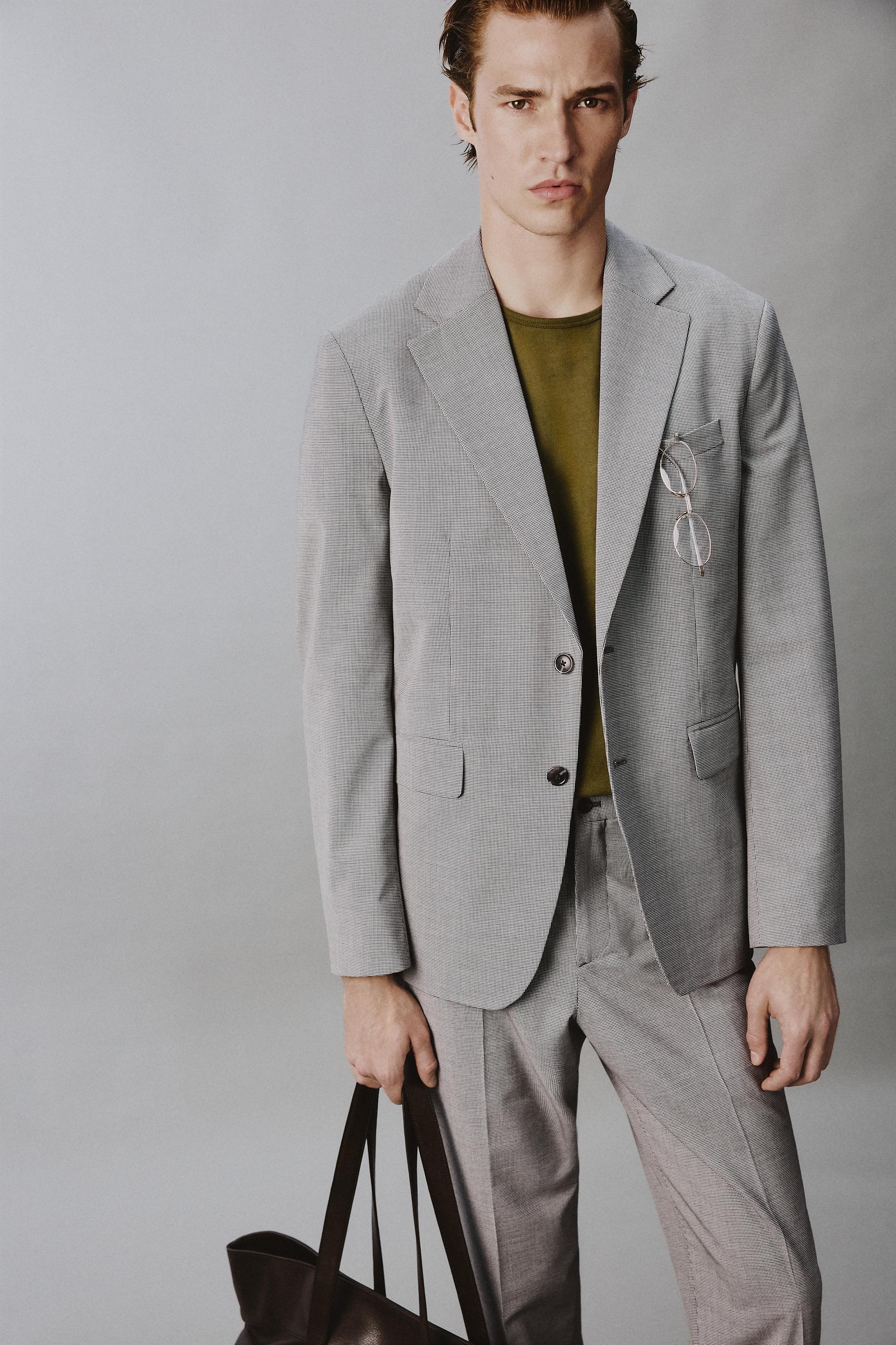 REGULAR FIT HOUNDSTOOTH SUIT JACKET